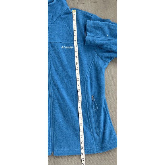 Columbia Fleece Jacket Size XL Full Zip Mock Neck Pockets Teal EUC FS Charity - Picture 9 of 10